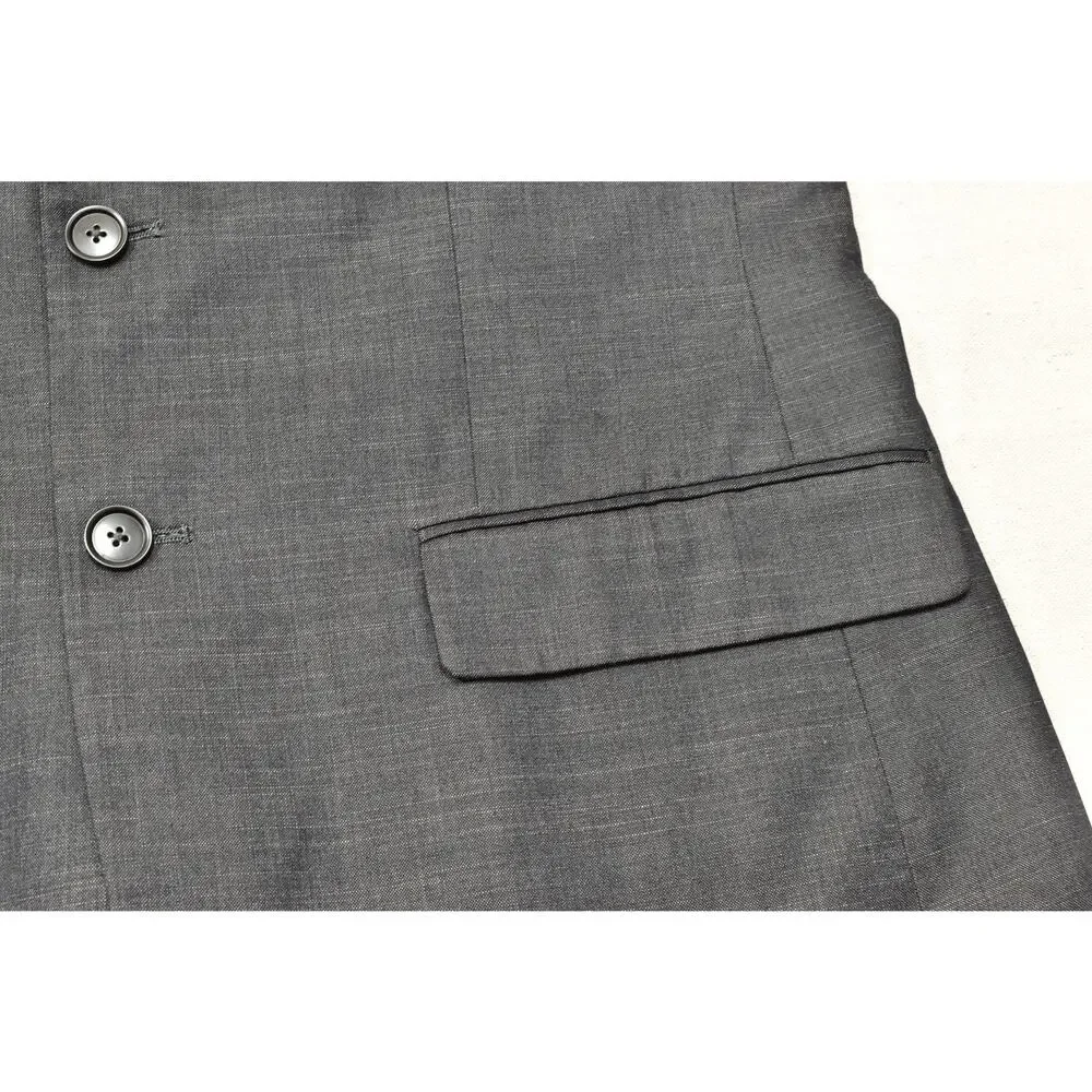 Perry Ellis 42 Short Slim Fit Gray Micro-Twill 2-Button Lined Sport Coat Jacket